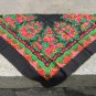 Black Ukrainian Shawl, Vintage Black Wool Floral Lovely Scarf, Russian Floral Scarf, Floral Black He