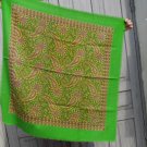 Vintage Green Wool Floral Lovely Scarf, Ukrainian Green Shawl, Russian Floral Scarf, Floral Green He