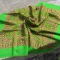 Vintage Green Wool Floral Lovely Scarf, Ukrainian Green Shawl, Russian Floral Scarf, Floral Green He