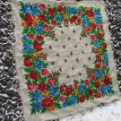 Vintage White Ukrainian shawl, Russian White Floral Scarf , Big russian floral scarf, White head sca