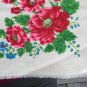 Vintage Wool White Shawl, Russian Floral Scarf, White head scarf, Vintage Ukrainian Shawl, russian