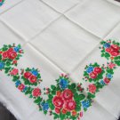 Vintage Wool Shawl, Vintage Ukrainian Shawl, Russian Floral Scarf , White pure wool head scarf,  Woo