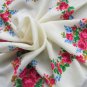 Pure Wool Head Scarf, Vintage Wool White Shawl, Vintage Ukrainian Shawl, Russian Floral Scarf , Wool