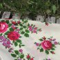 Vintage Wool Floral White Scarf with Fringe, Pink flowers Ukrainian White Shawl, Russian Floral Scar