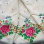 Russian Floral Scarf , White wool head scarf, Wool russian floral scarf, Vintage Wool White Shawl,