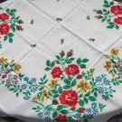 Floral cotton white shawl,  Red, yellow, green Ukrainian shawl, Vintage sheer shawl wrap, Spring sha