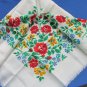 Floral cotton white shawl, Red, yellow, green Ukrainian shawl, Vintage sheer shawl wrap, Spring sha
