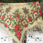 Pure Wool Rich Floral Vintage Scarf White Ukrainian, Russian Floral Scarf, white shawl, white USSR S