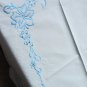 Blue Vintage 100% Cotton table cloth from USSR with linen threads, Wedding party vintage cotton blue