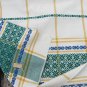 Vintage cotton tablecloth, White and green tablecloth with Ukrainians ornament, great tablecloth wit