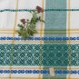 Vintage cotton tablecloth, White and green tablecloth with Ukrainians ornament, great tablecloth wit