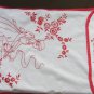 Vintage Sweeden tovel with red ornament, handdukar sweeden, tovel with girl, white tovel, great swed