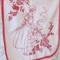 Vintage Sweeden tovel with red ornament, handdukar sweeden, tovel with girl, white tovel, great swed