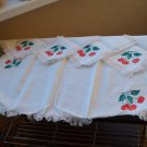 Cross Stitch Handmade Tablecloth With 4 Napkins, Cherry patterns table napkins and tablecloth, cross