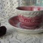Ceramic England Teacup & Saucer White and Red Ornaments, Calssic England Tea Ceremony, Tea Cup Gift,