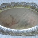 Oval Metal Tea Tray, Vintage Metal Small Tray for tea ceremony, Silver Serving Tray with hands, Salt