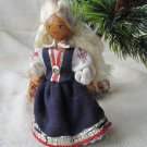 Wooden Little Girl Figurine, Wooden Vintage Wooden Doll, Girl in folk clothes, Soviet Russian Vintag