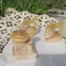 Vintage Soapstone 3 Fish Set, Handcarved Sopastoned Fishes, Soapstone Openwork, Carved miniature 3 f