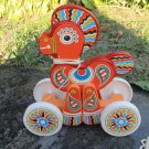 Vintage Great wooden horse pull toy, Wooden/Plastic horse toy, Stickers ornament woden toy, Pull hor
