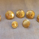 Vintage 7 Buttons Golden Color Metal Anchor Buttons, Vintage Anchor Button Set, Metal 7 military but