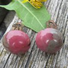 Red Jasper Earrings, Jasper Earrings, Rustic Autumn Gemstone Earrings, clips from USSR