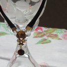 Valentines gft Lowely pendant on velvet brown ribbon with 2 big rhinestone and 8 small, pendant with