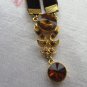 Valentines gft Lowely pendant on velvet brown ribbon with 2 big rhinestone and 8 small, pendant with