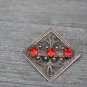 Valentine's gift Vintage rhinestones and silver square filigree brooch, nickel silver brooch, wonder