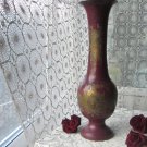 Indian Big Brass Vase with Enamel Design, Vintage Brass Big Floral Vase, Etched Brass Indian Vase, B