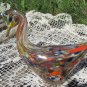 Glass Duck. Hand blown and finish multi color ducks. Clear crystal with red and white accents.