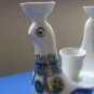 Vintage ceramic candle holder made in USSR 3 C-shape white and blue 70's decorative collectible