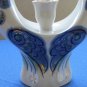 Vintage ceramic candle holder made in USSR 3 C-shape white and blue 70's decorative collectible