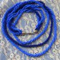 Necklace of a mass of pale blue colored small beads, Triple stand necklace, cheap, silver colored fi