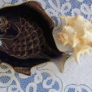 Blue Cobalt Vintage Fish Plate, Fish Shape Cobalt Blue Glass Luncheon Sandwich or Salad Plate, Dish 