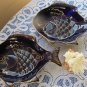 Blue Cobalt Vintage Fish Plate, Fish Shape Cobalt Blue Glass Luncheon Sandwich or Salad Plate, Dish