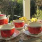 Polka dots Ceramic Tea Set for 4 persons 9 pieces, Vintage polka tea set, Lovely vintage USSR tea se
