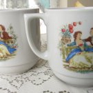 Set of 2 vintage tea cups, Ceramic cups set, romantic ornament, folklore style tea cup, kitchen deco