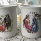 Set of two vintage tea cups, Ceramic mugs set, fairy tale design, folklore style tea cup, kitchen de