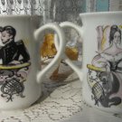 Set of two vintage coffee cups, Ceramic mugs set, poetic design, poetic style tea cup, kitchen decor