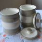 Vintage white and grey Honey Pot from Soviet Union, Round ceramic Honey Pot from USS, Ceramic Jar