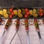 Vintage Khokhloma Kitchen Set of 6, Rustic Kitchen Set, Wooden Hand Painted Handles, Russian Folk Ar