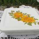 Dish Enamel Square, Vintage Floral Baking Pan, Farmhouse Decor Dish with Lid, Vintage Kitchenware Sq