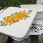 Dish Enamel Square, Vintage Floral Baking Pan, Farmhouse Decor Dish with Lid, Vintage Kitchenware Sq