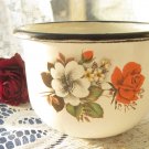 Vintage small wide enamel mug, White small enamelware, Enamel metal camping cup, Rustic wide milk mu