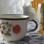 Vintage small wide enamel mug, White small enamelware, Enamel metal camping cup, Rustic wide milk mu
