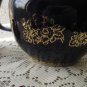 Unique Blue with Gold ornament tea pot, Ceramic tea pot, vintage blue pottery tea pot, blue teapot c