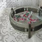 Glass and Metal Serving bowl, Salad Bowl with metal stand, Metal Plate Chafing Stand, Glass Serving