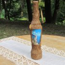 Vintage Covered With Wooden Bark Bottle, Barked Bottle, Krimea Bottle, Handmade cowered bottle, Wood