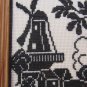 Miniature Embroidery Black Picture Landscape, Windmill Embroidery Picture, embroidery picture 4.7"" 