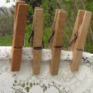 Four Wooden Clothespins, Altered Art Holder, 4 Wooden Clothespins from USSR, Vintage Laundry Display